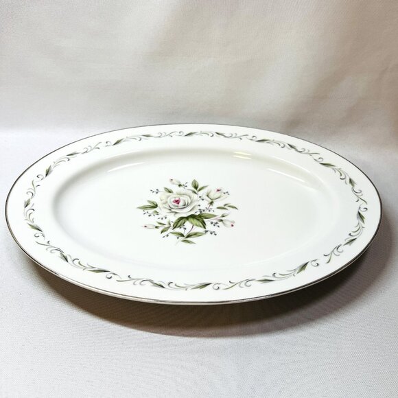 Diamond China Oval Serving Platter Romance Pink Floral Pattern 12 1/4" Japan - Picture 3 of 7